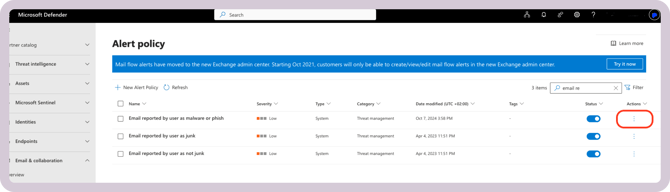 Email reported by user as malware or phish