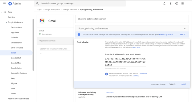 Google Admin Whitelisting