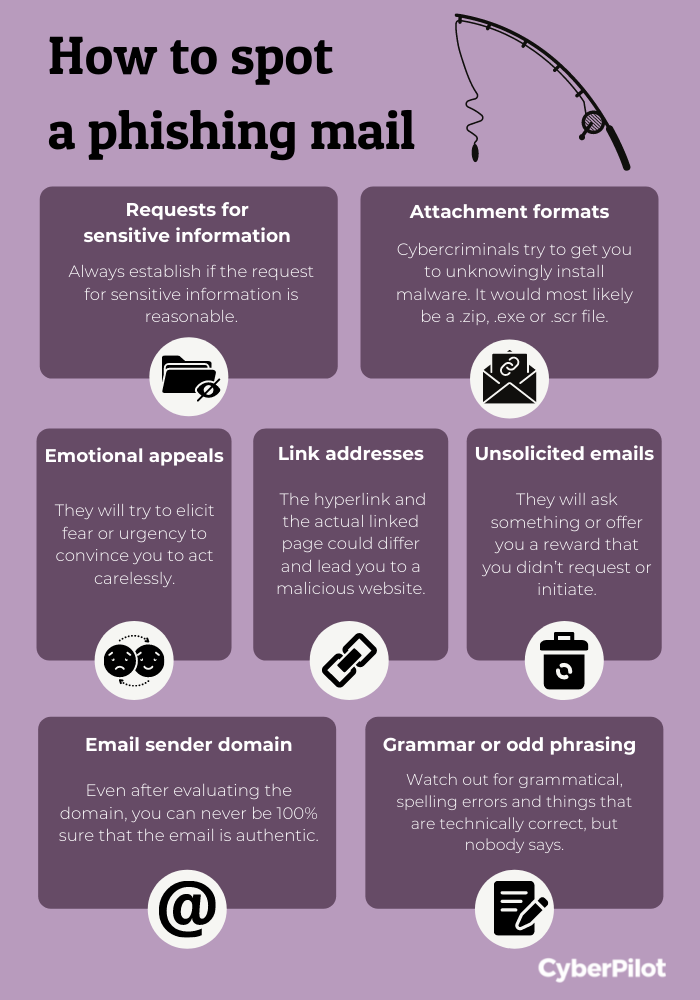 Signs of a phishing email infographic