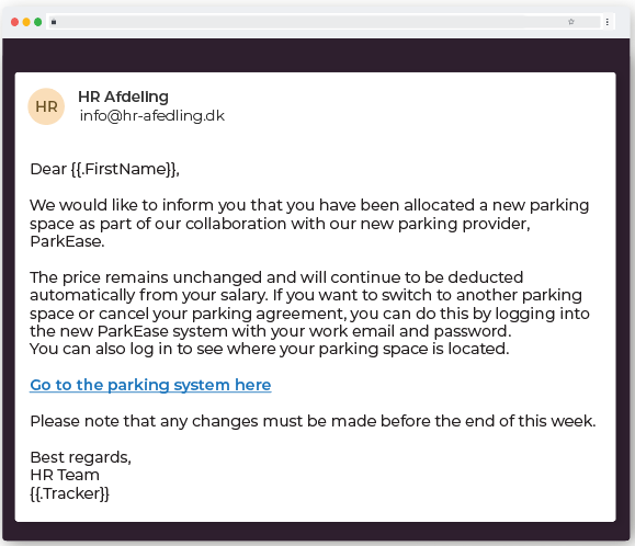 Phishing mail example