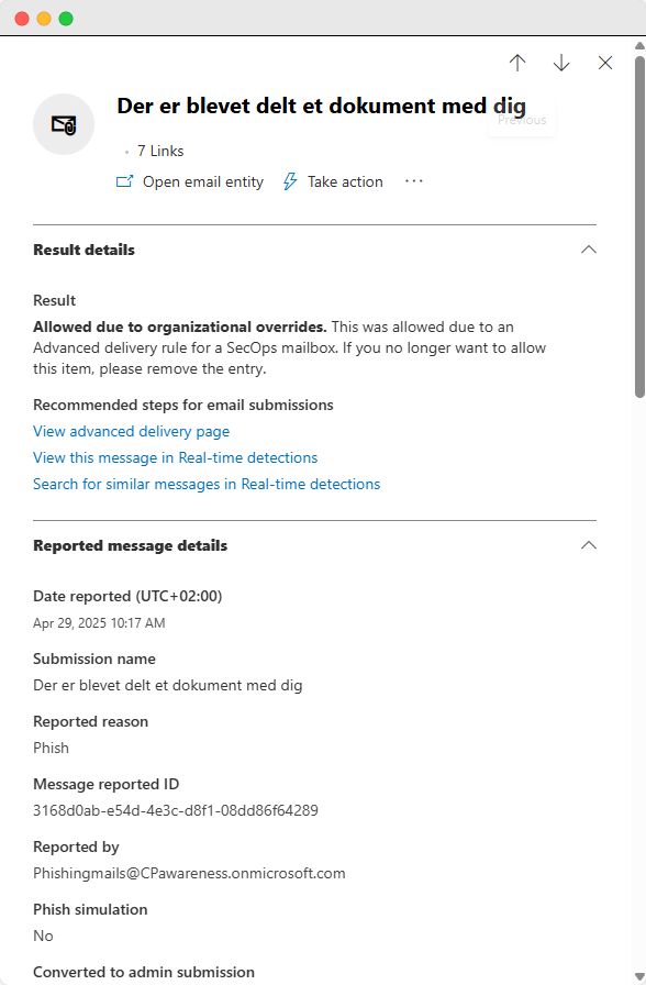 Review phishing email