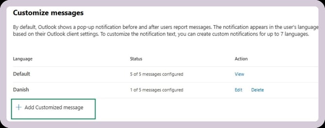 add customized message