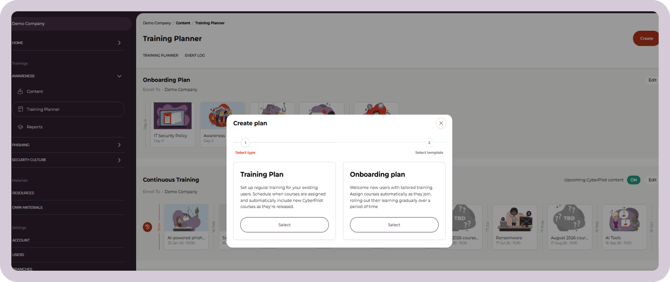 create training plan