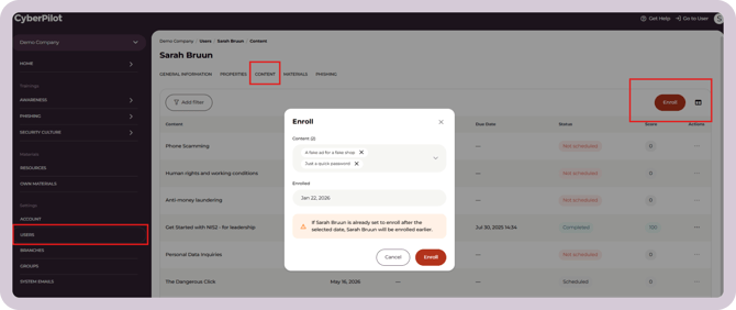 enroll to  single user