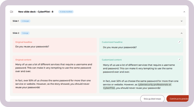 review customization