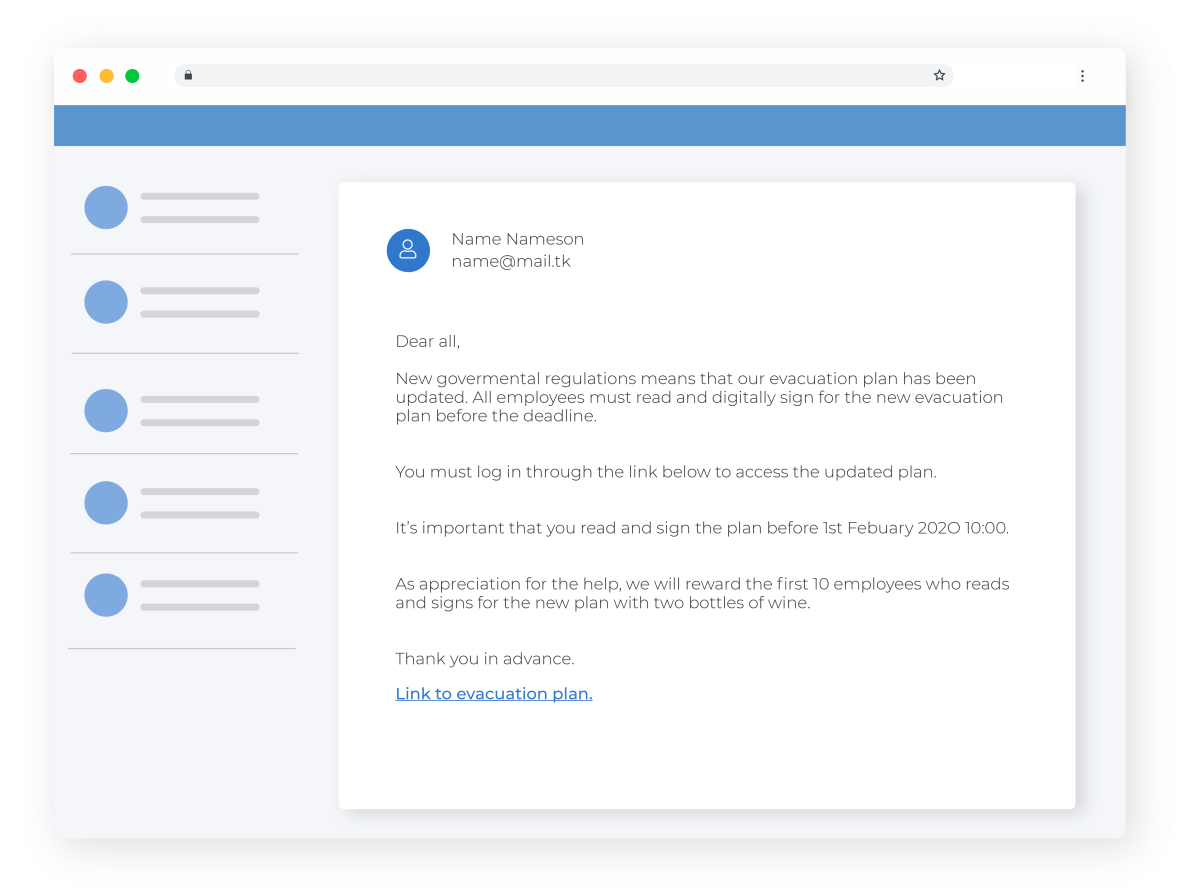 Phishing mail example
